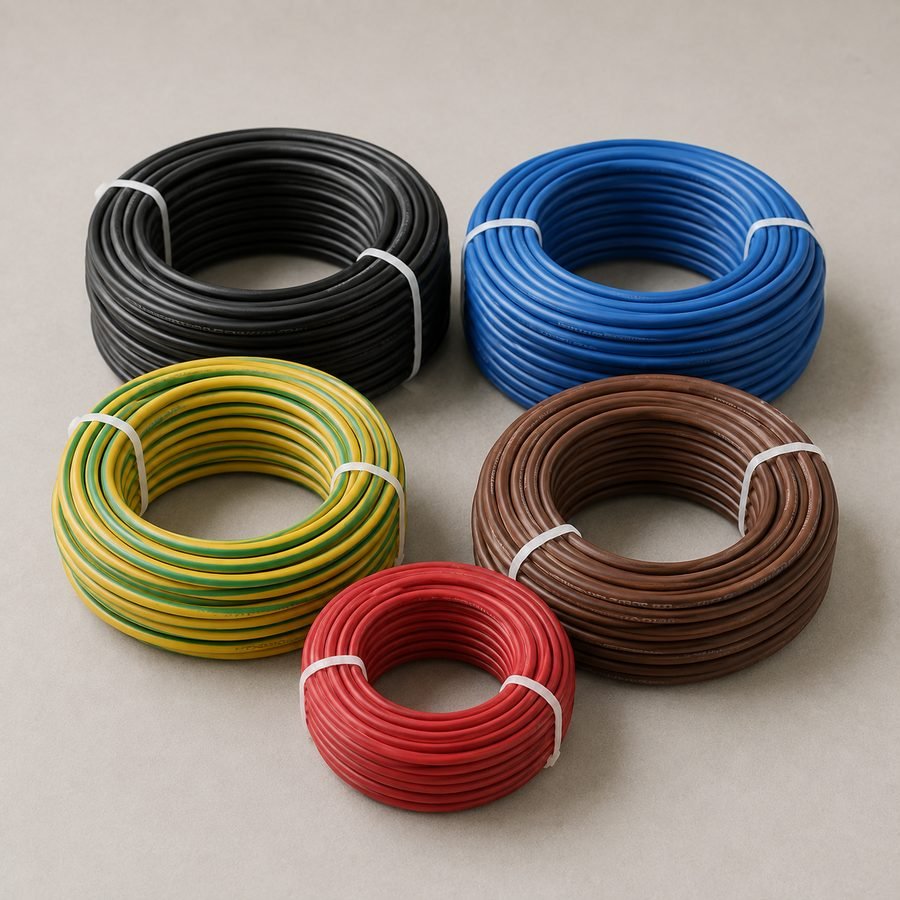 Câbles électriques multicolores en rouleaux